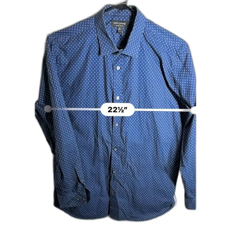 Banana Republic Men’s Blue Paisley Non-Iron Slim Fit Dress Shirt XL